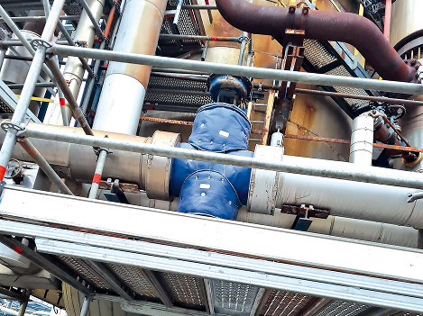 High temperature insulation blanket installed on industrial control valve