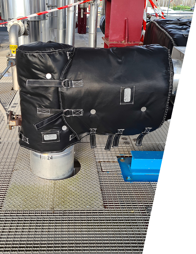 ATEX antistatic blanket and jacket insulation for industrial valve and piping connection