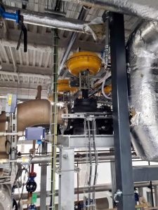 industrial control valve with pneumatic actuator in steam piping system