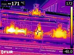 thermal imaging showing heat loss in a steam system